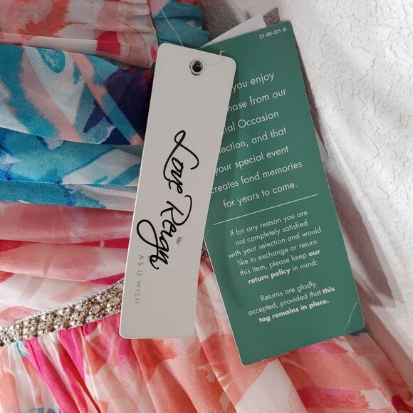 As U Wish Love Reign Strapless Floral Dress Size 5 With Rhinestone Waistband - Picture 9 of 14